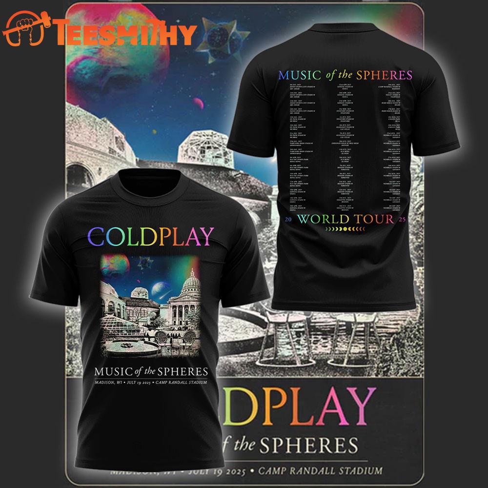 Coldplay Music of the Speres World Tour 2025 at Madison Black Shirt