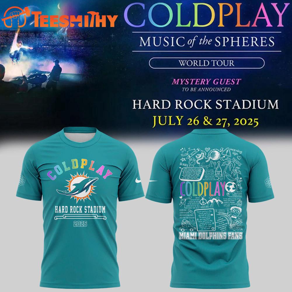 Coldplay x Miami Dolphins 2025 T Shirt