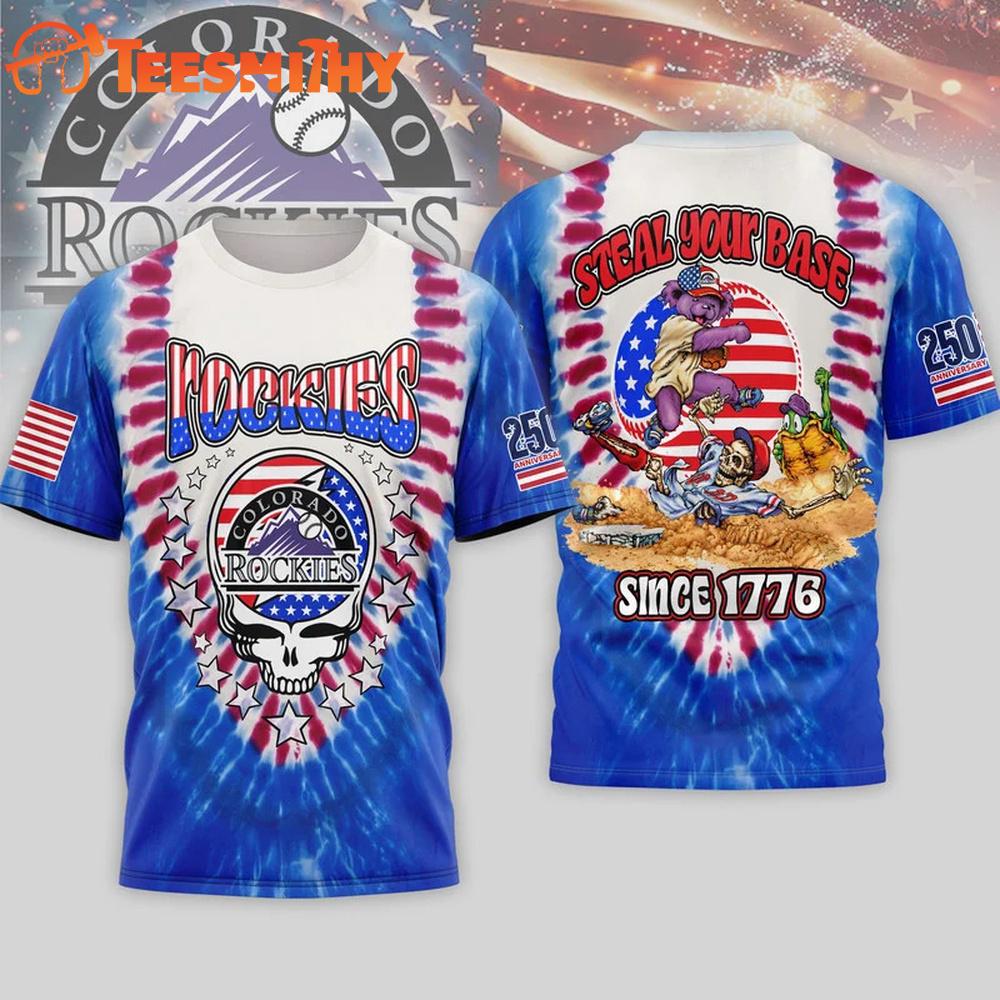 Colorado Rockies 2026 MLB Grateful Dead 250 Years Of America 3D T Shirt