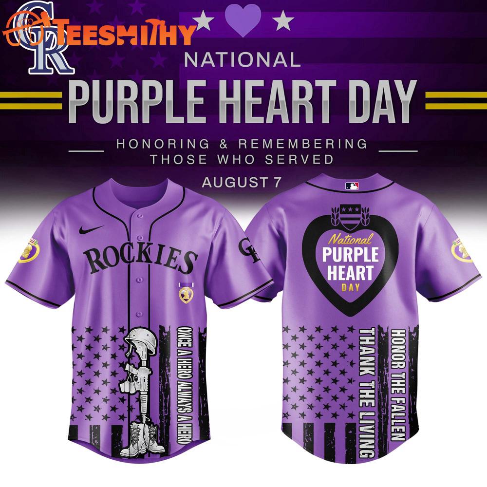 Colorado Rockies x Purple Heart Day New Design Baseball Jersey Colorado Rockies x Purple Heart Day New Design Baseball Jersey