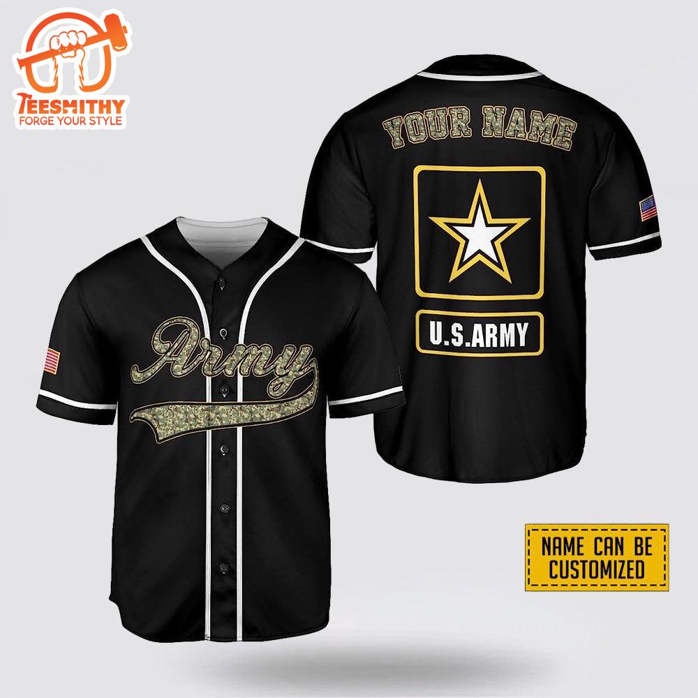 Custom Name US Army Rank American Flag Pride Baseball Jersey