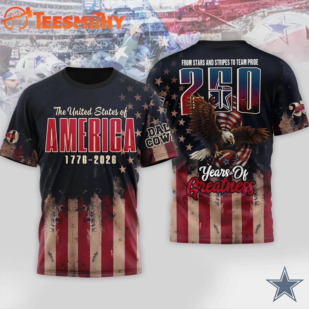 Dallas Cowboys 2026 NFL 250th Anniversary Of America 3D Shirt