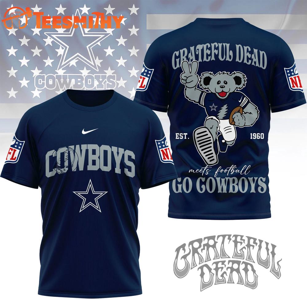 Dallas Cowboys 2026 NFL Grateful Dead Retro Bear 3D T Shirt