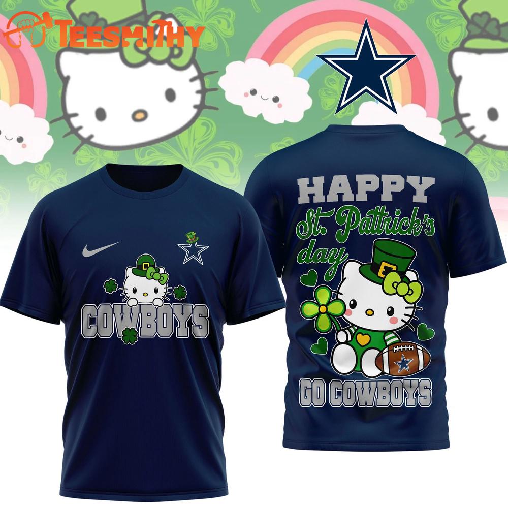 Dallas Cowboys 2026 NFL Hello Kitty St. Pattrick's Day Special New 3D Shirt