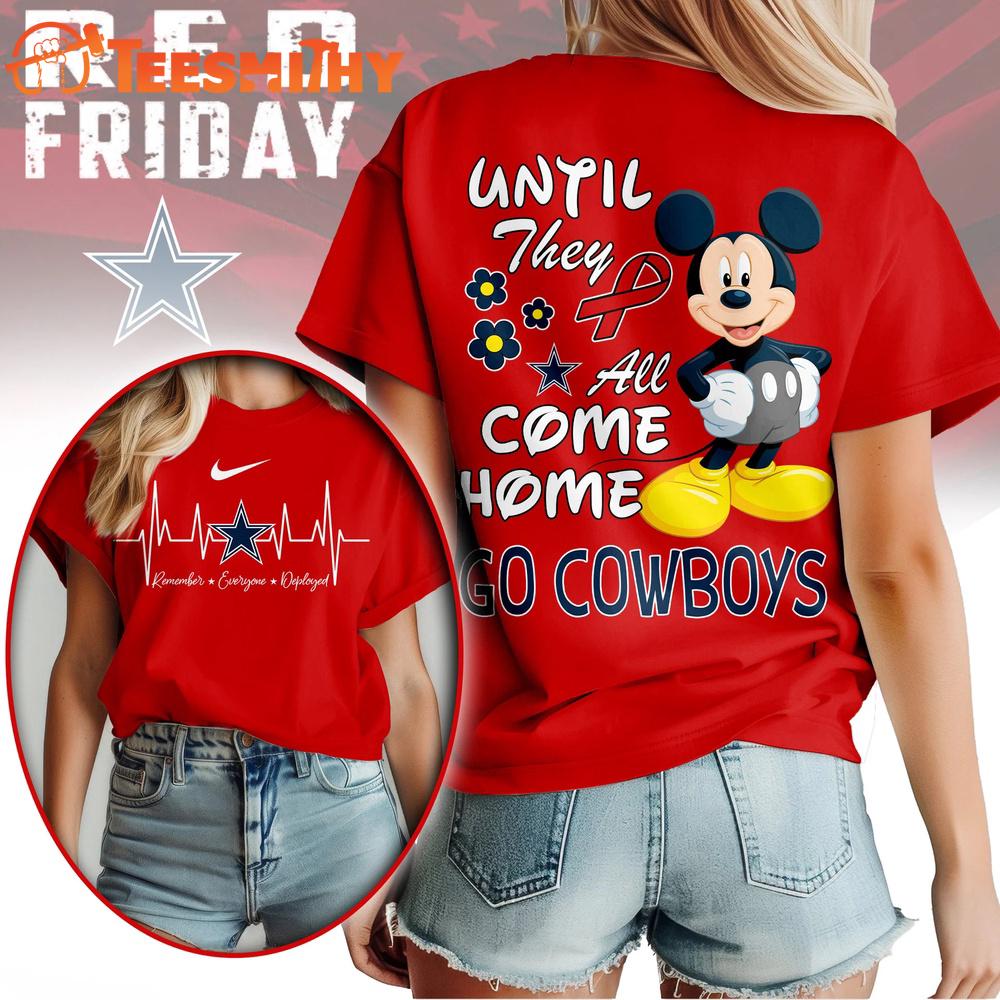 Dallas Cowboys 2026 NFL Mickey Red Friday 3D T Shirt