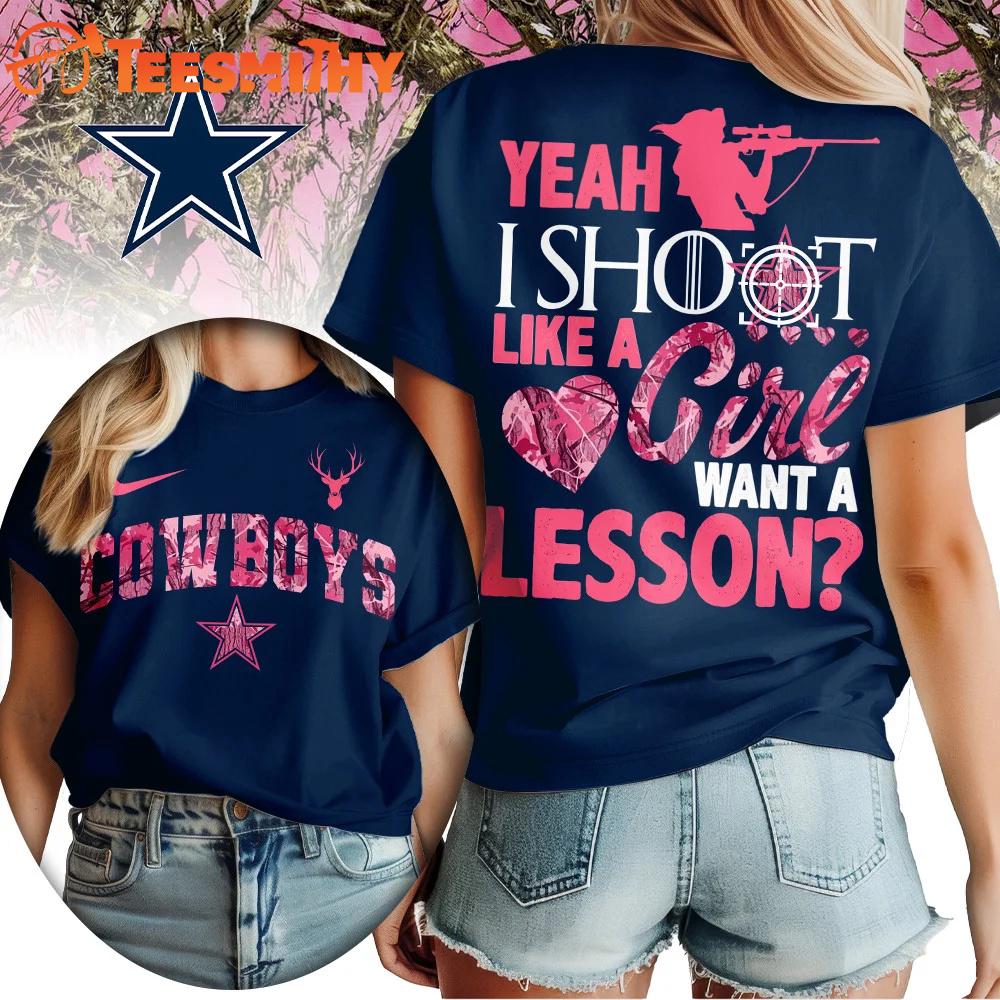 Dallas Cowboys 2026 NFL Shoot Like A Girl All Over Print Shirt
