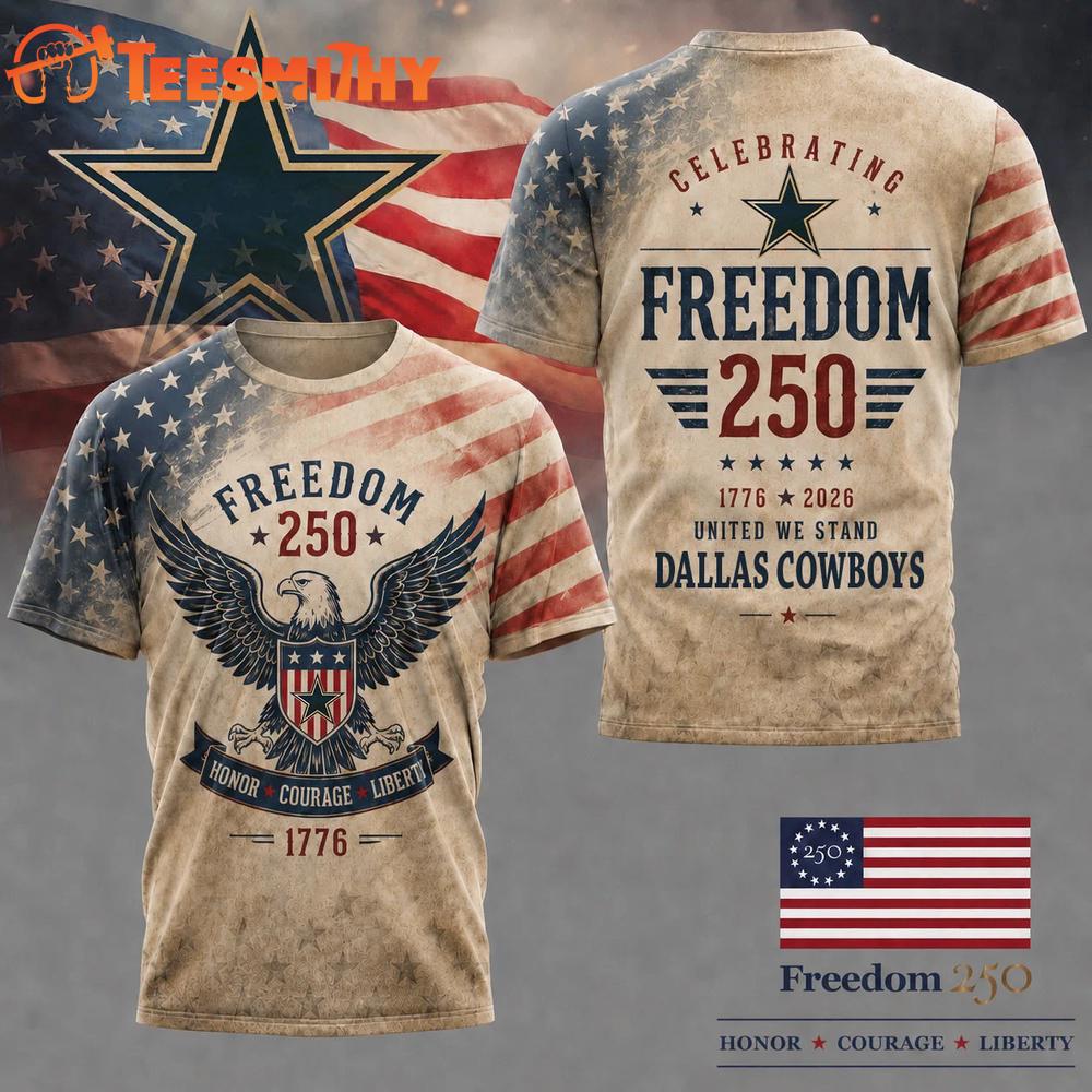 Dallas Cowboys NFL Ameica Freedom 250 Patriotic Limited 3D Shirt
