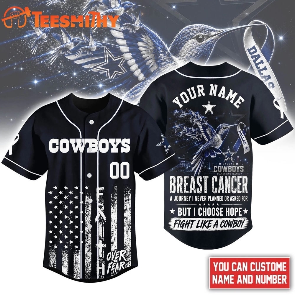 Dallas Cowboys NFL Breast Cancer Hope Over Fear Baseball Jersey