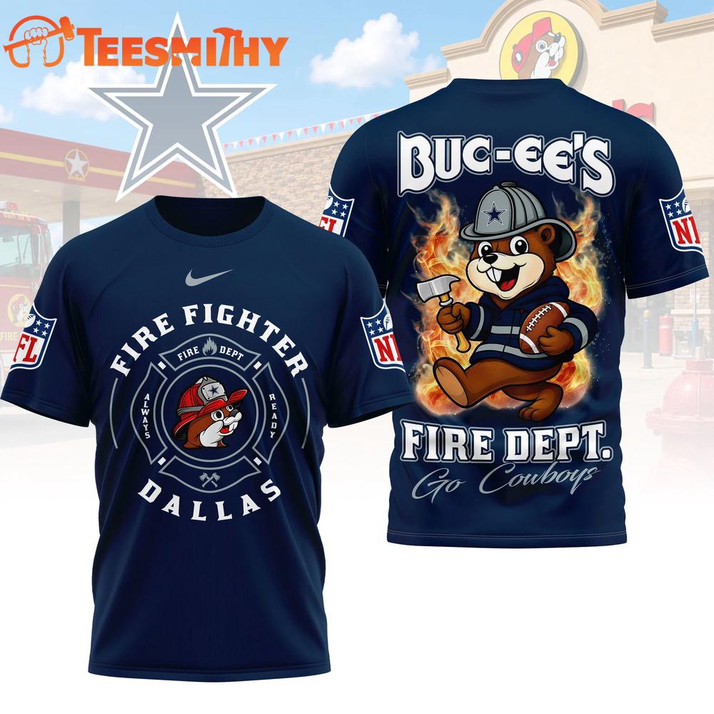 Dallas Cowboys NFL Buc-ee's Firefighter Strong 3D Shirt