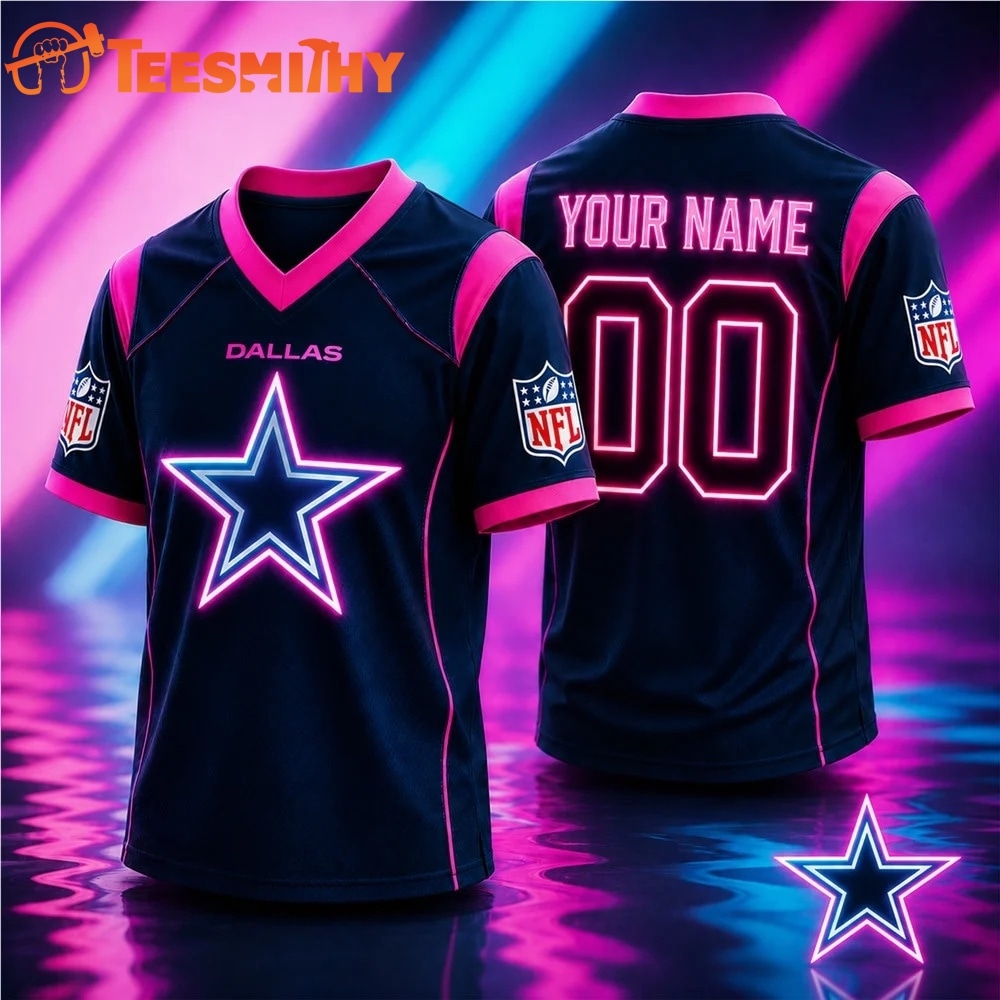 Dallas Cowboys NFL Electric Glow Custom Football Jersey