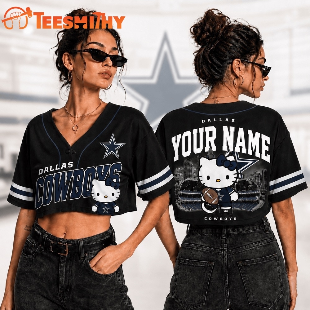 Dallas Cowboys NFL Hello Kitty Personalized Crop Top Baseball Jersey