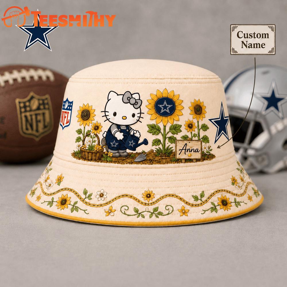 Dallas Cowboys NFL Hello Kitty Sunflower Garden Bucket Hat