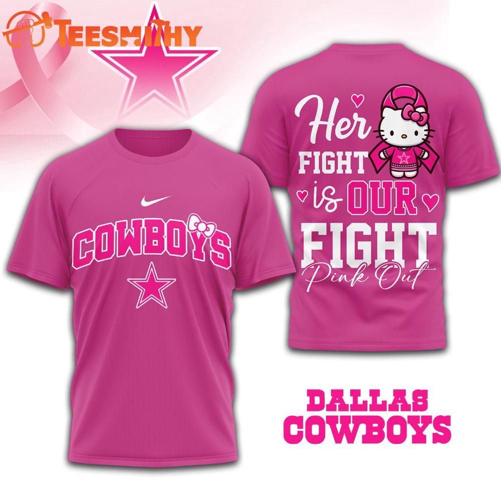 Dallas Cowboys NFL Her Fight Is Our Fight x Hello Kitty 3D Shirt Dallas Cowboys NFL Her Fight Is Our Fight x Hello Kitty 3D Shirt