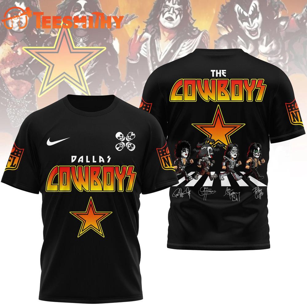 Dallas Cowboys NFL Kiss Band Rock and Roll All Nite 3D Shirt