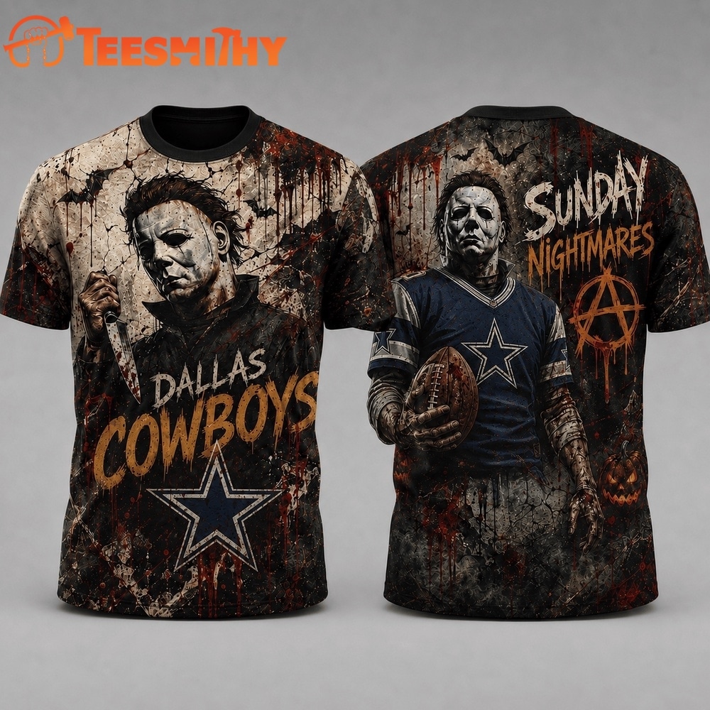 Dallas Cowboys NFL Michael Myers Sunday Nightmares Horror Halloween 3D T Shirt