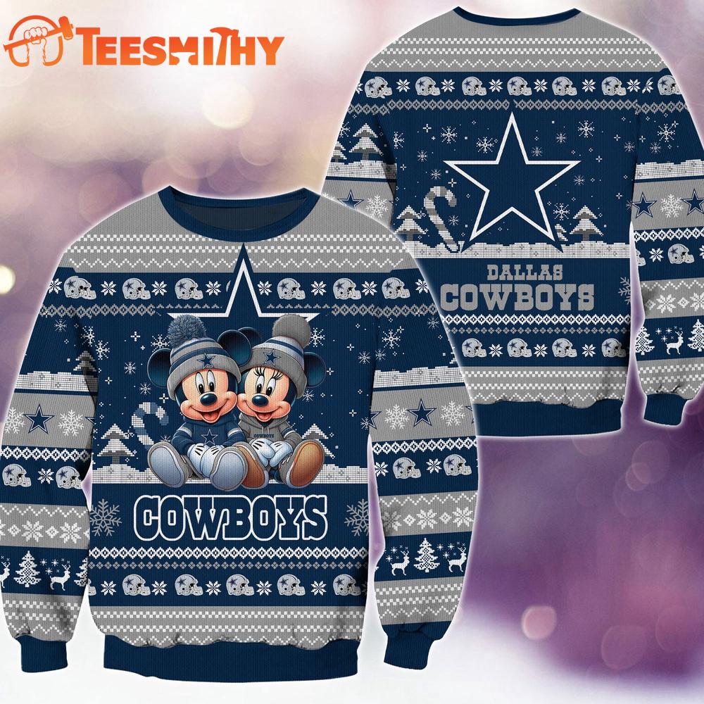 Dallas Cowboys NFL Mickey Minnie Ugly Christmas Sweater Dallas Cowboys NFL Mickey Minnie Ugly Christmas Sweater