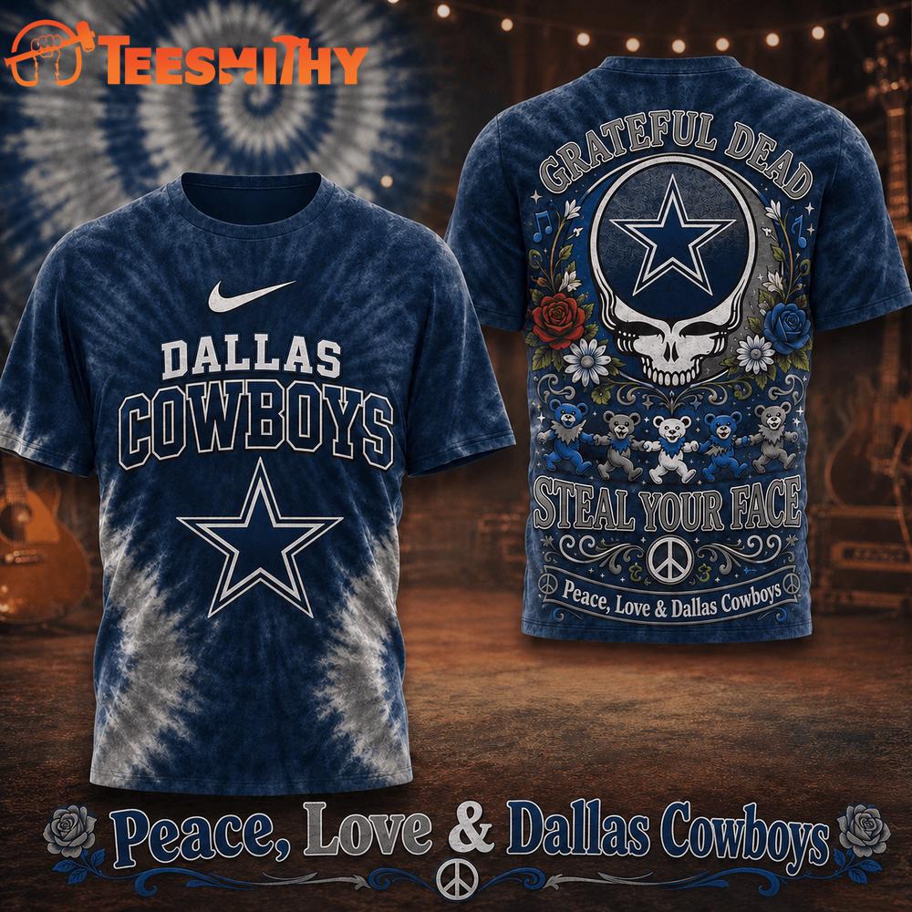Dallas Cowboys NFL Peace Love Greateful Dead Special New 3D Shirt