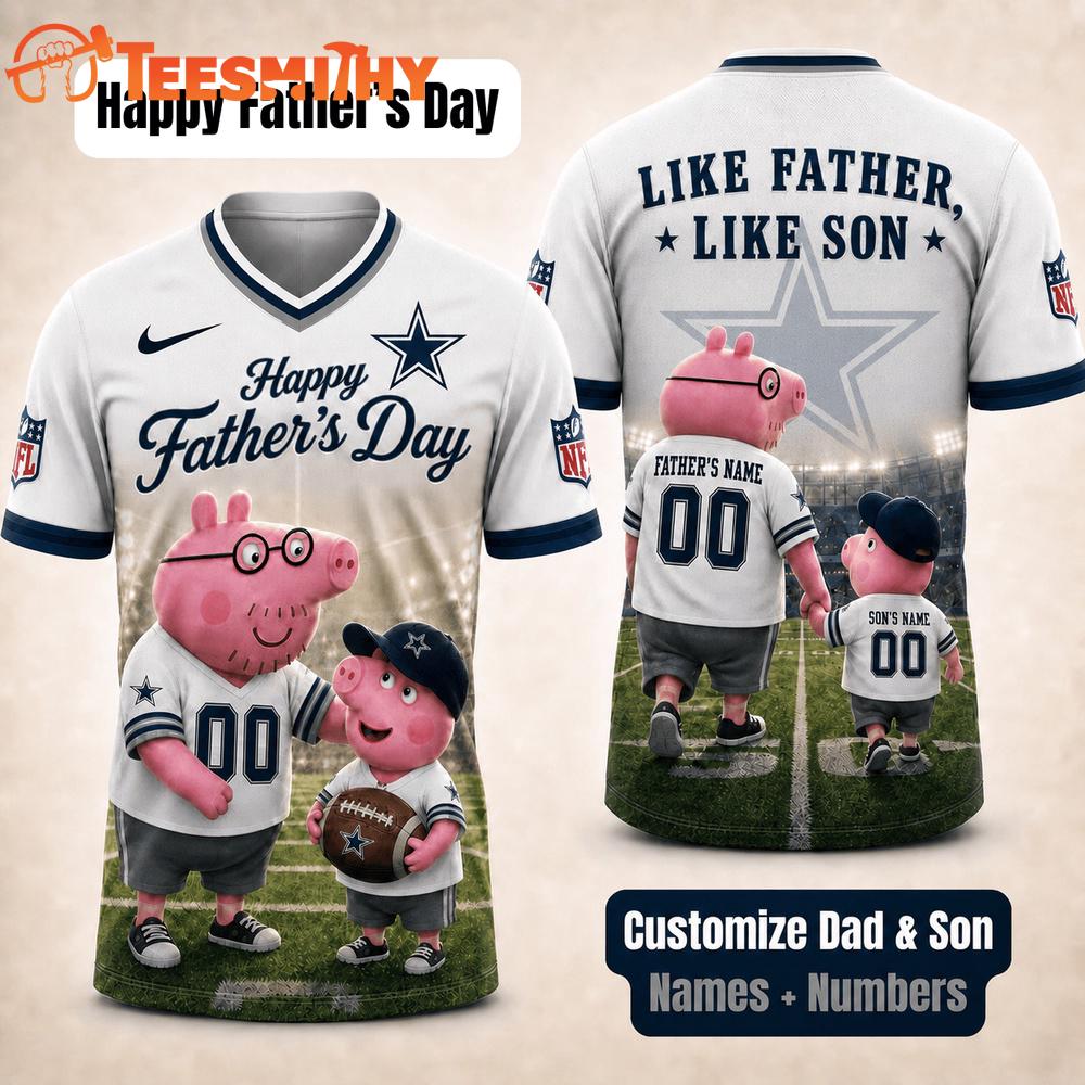 Dallas Cowboys NFL Peppa Pig Father's Day Dad Football Jersey