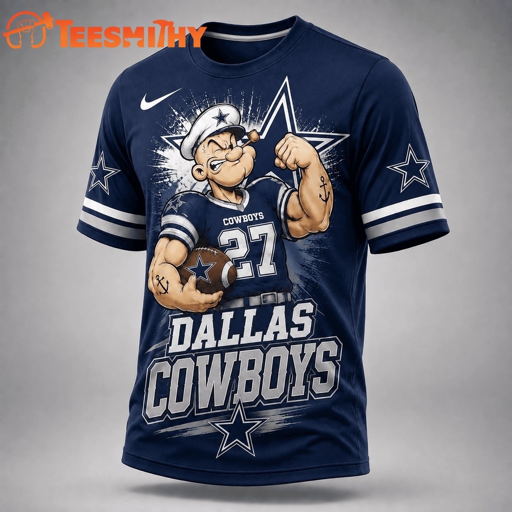 Dallas Cowboys NFL Popeye Bold Cartoon Athletes 3D T Shirt