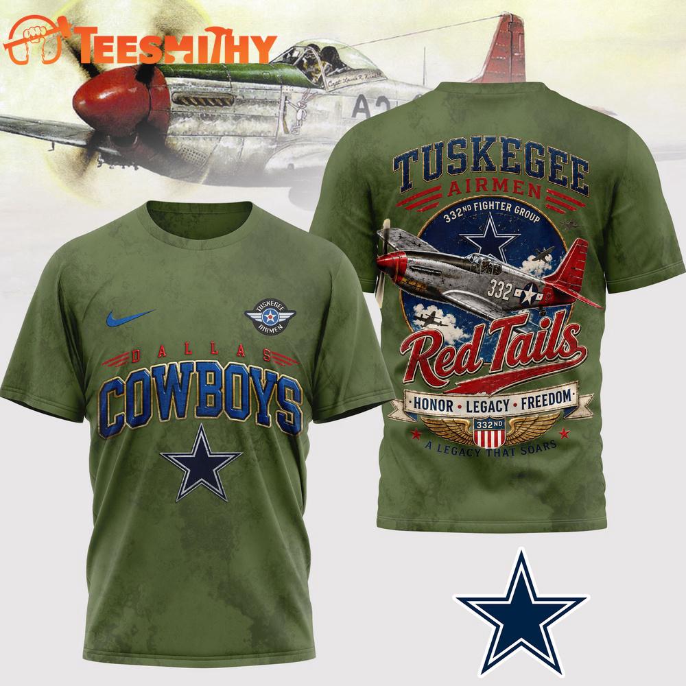 Dallas Cowboys NFL Red Tails Legacy Game Day 3D T-Shirt
