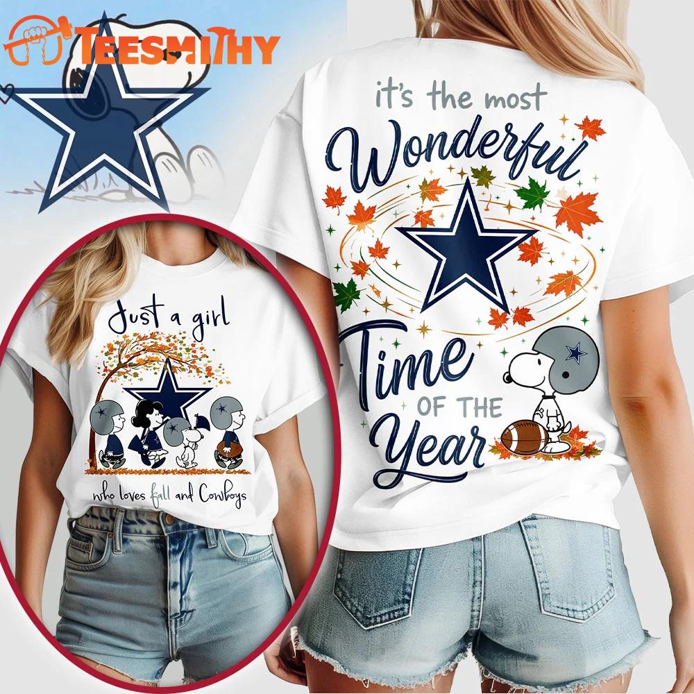 Dallas Cowboys NFL Snoopy Fall Wonderful Time of the Year 3D Shirt