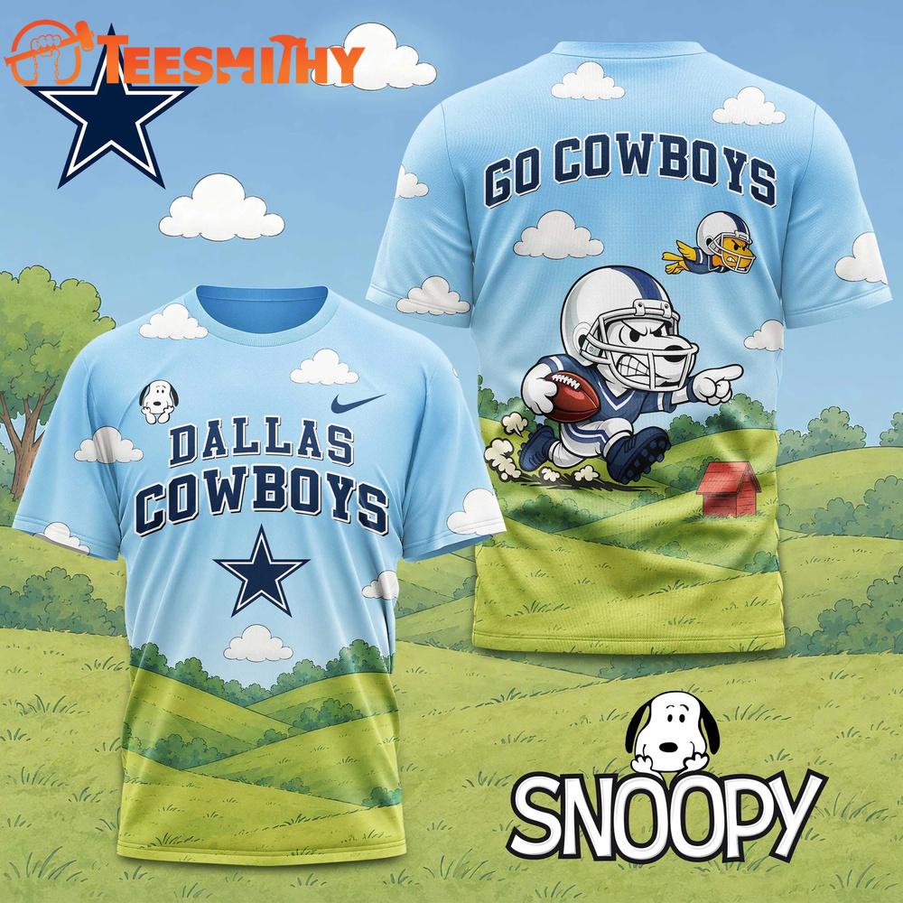 Dallas Cowboys NFL Snoopy Touchdown 3D T-Shirt