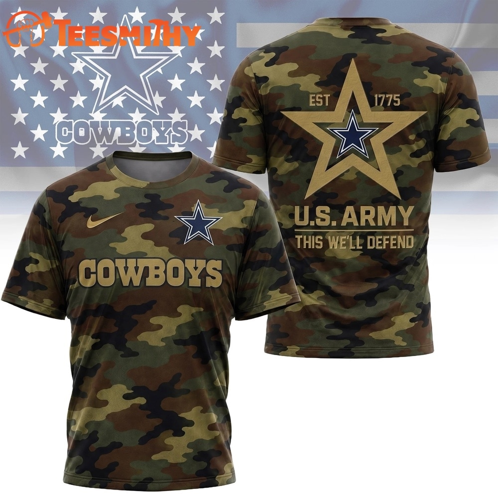Dallas Cowboys NFL Veterans US Army Camo New Design 3D Shirt