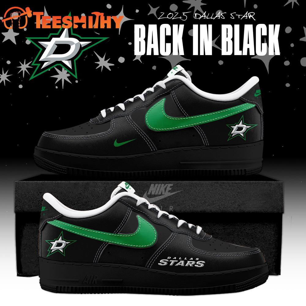 Dallas Stars Back In Black 2025 Special Edition Air Force 1 Shoes Sneaker