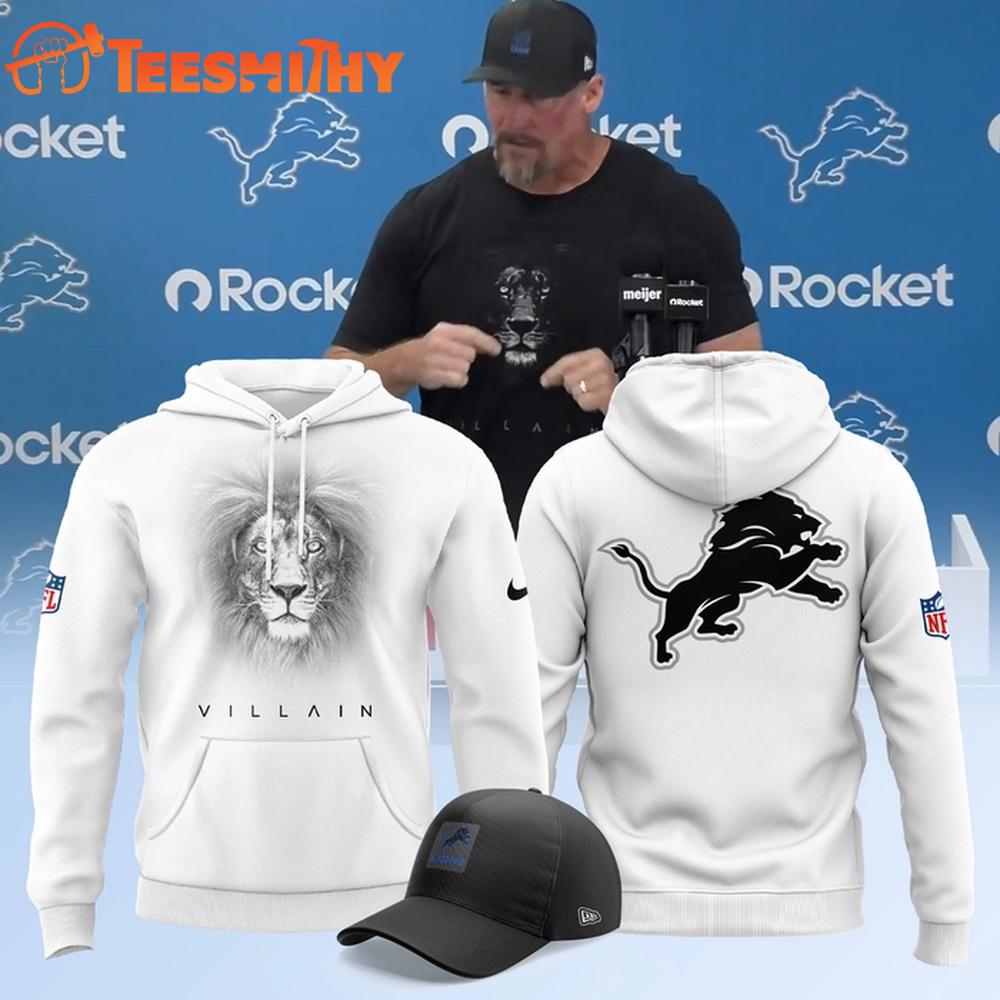 Dan Campbell Detroit Lions Villain 2025 NFL White Hoodie