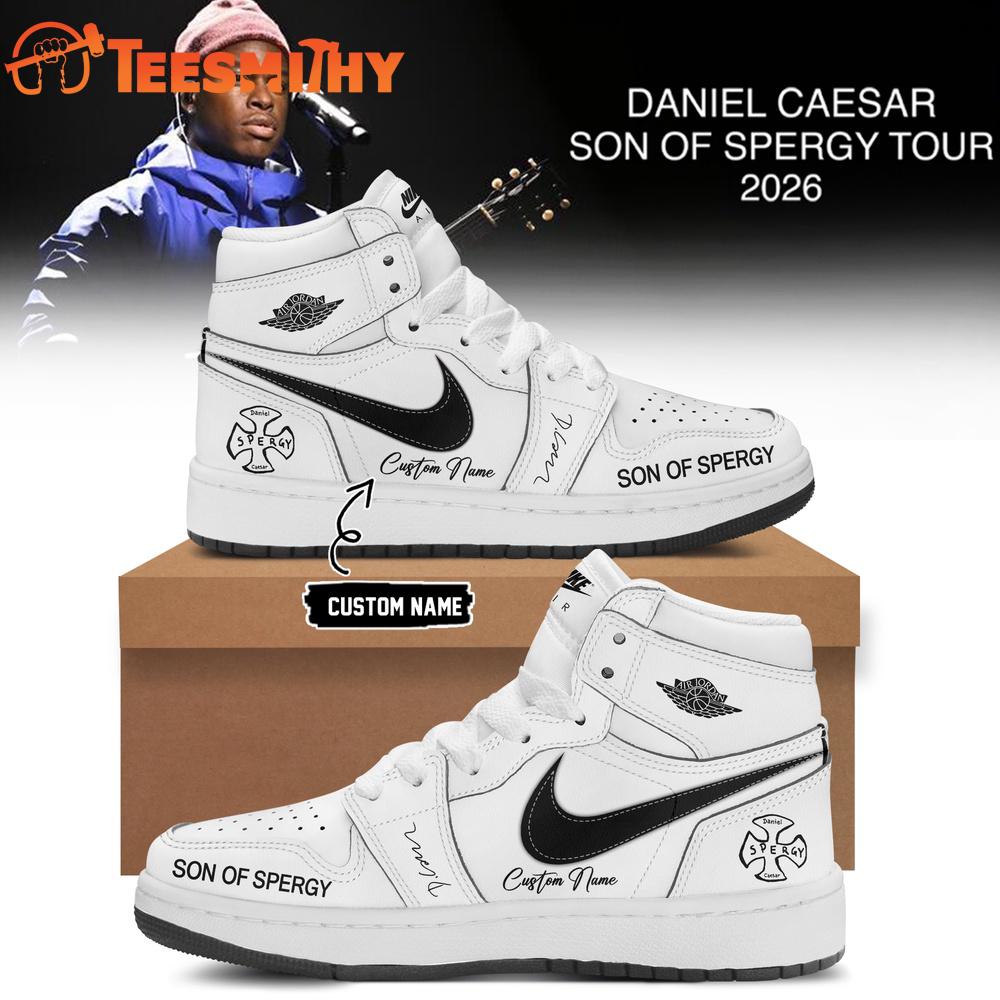 Daniel Caesar’s Son of Spergy Tour Signed 2026 White Air Jordan 1 Shoes