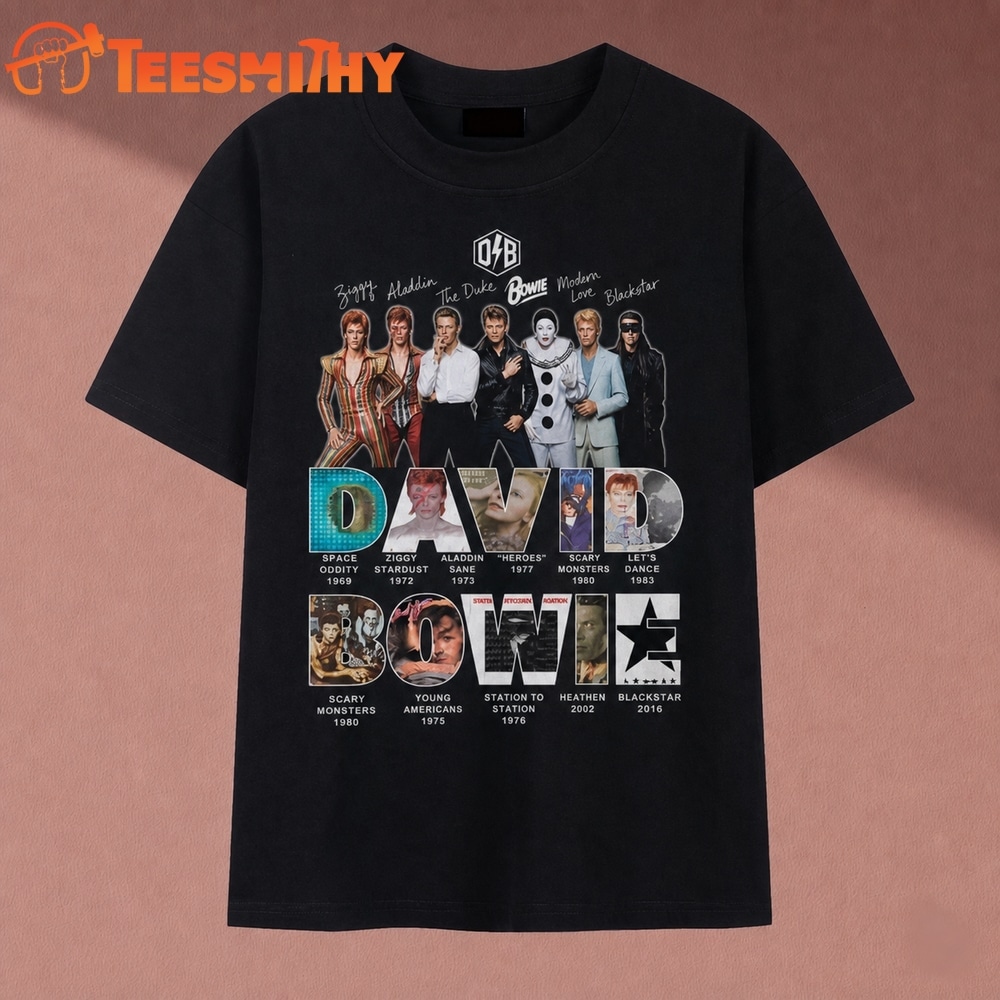 David Bowie Eras Albums Discography Vintage Graphic T Shirt