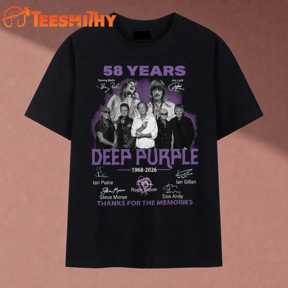 Deep Purple 58 Years 1968 2026 Cast Signatures Rock T Shirt
