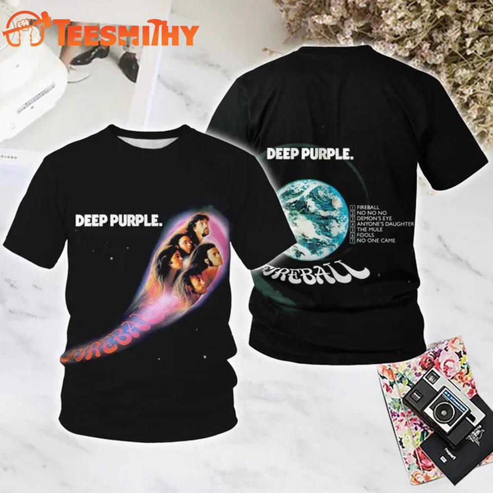 Deep Purple Fireball All Over Print T Shirt
