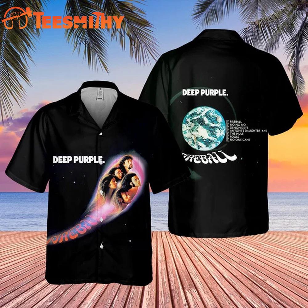 Deep Purple Fireball Hawaiian Shirt