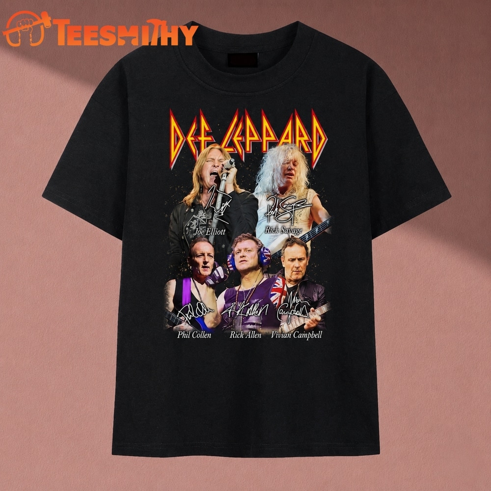 Def Leppard Band Signatures Vintage Rock T Shirt
