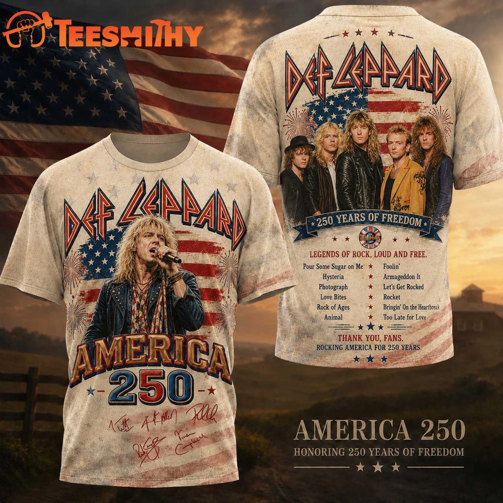 Def Leppard Graphic Signature Music America 250 Years 3D Shirt