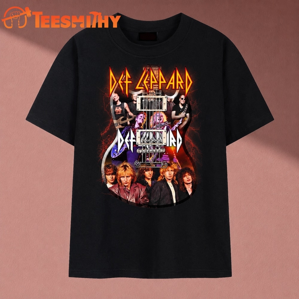 Def Leppard Guitar Graphic Heavy Metal Rock Band T Shirt