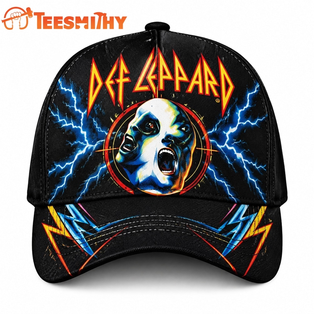 Def Leppard Hysteria Graphic Lightning Bolt Black Classic Cap