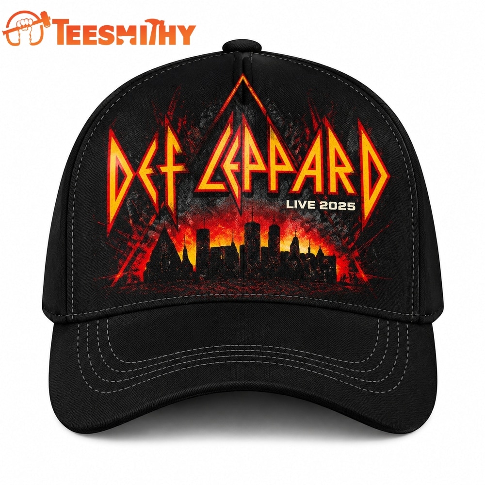Def Leppard Live 2025 Concert Skyline Logo Classic Baseball Cap