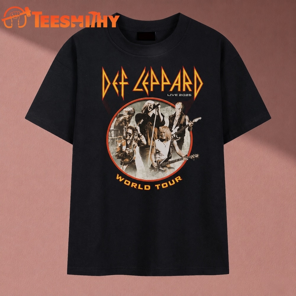 Def Leppard Live World Tour Rock Band Graphic T Shirt