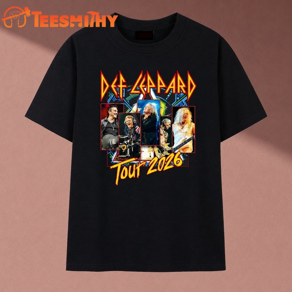 Def Leppard Tour Photo Collage Rock Band Graphic T Shirt