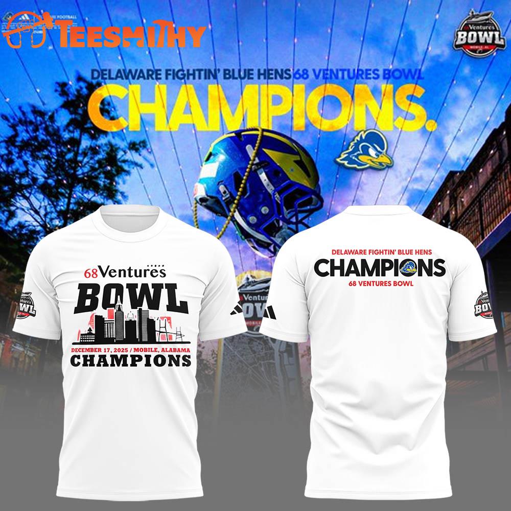 Delaware Fightin' Blue Hens Football 68 Ventures Bowl Champions 2025 T Shirt