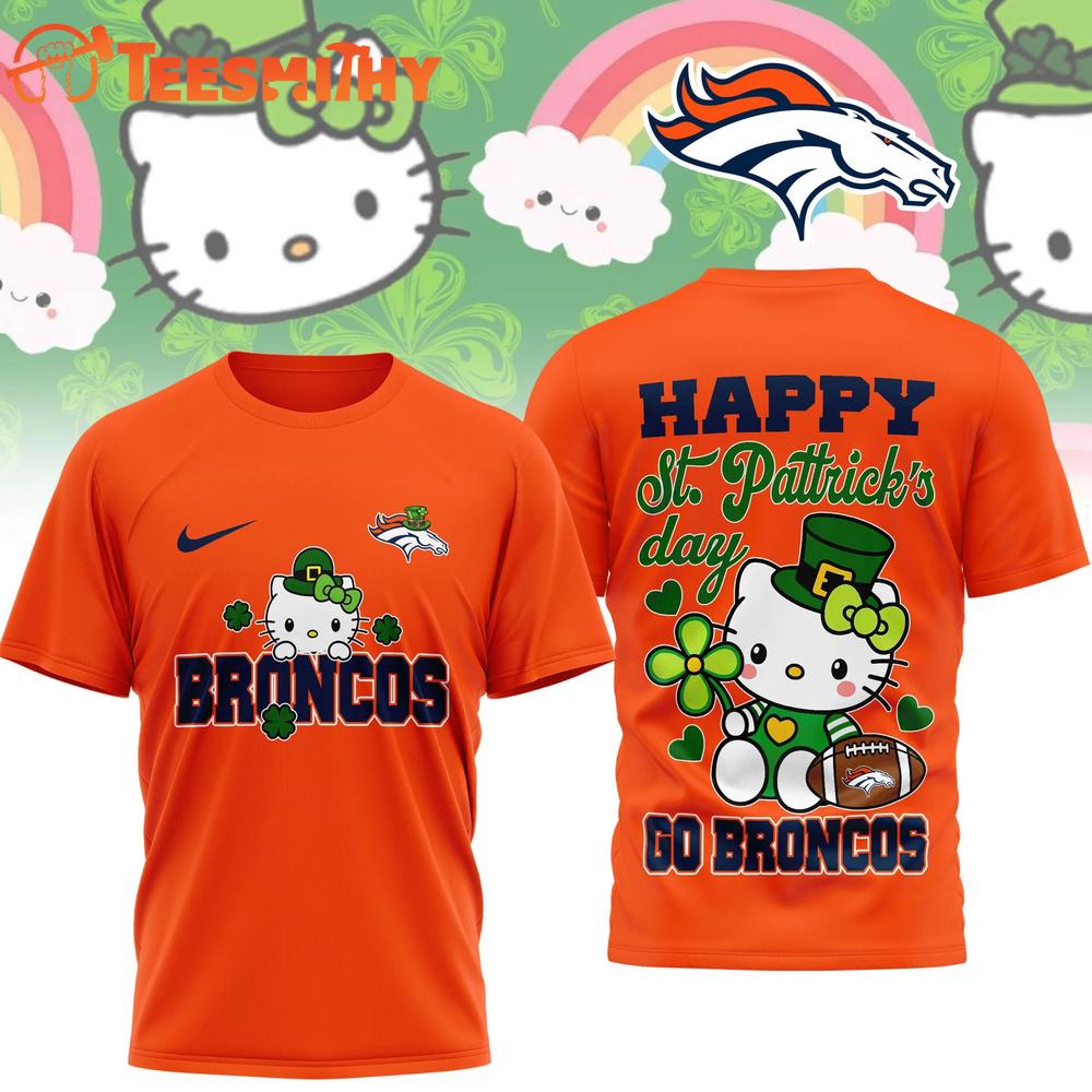 Denver Broncos 2026 NFL Hello Kitty St. Pattrick's Day Special New 3D Shirt