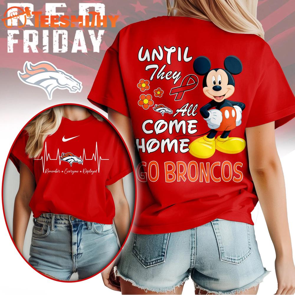 Denver Broncos 2026 NFL Mickey Red Friday 3D T Shirt