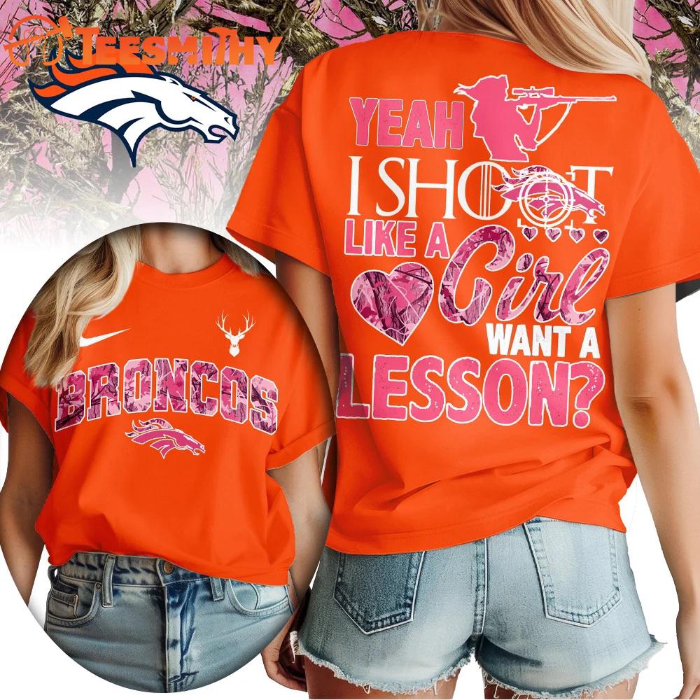 Denver Broncos 2026 NFL Shoot Like A Girl All Over Print Shirt