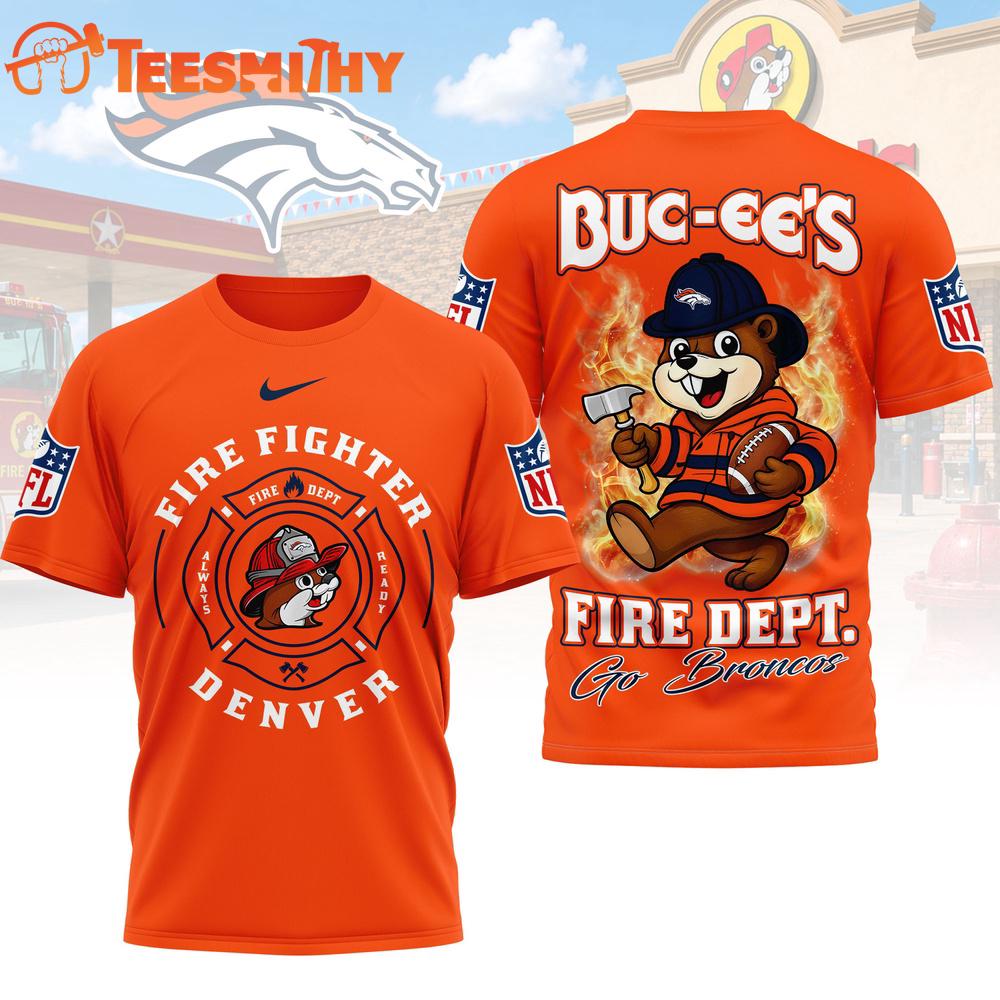 Denver Broncos NFL Buc-ee's Firefighter Strong 3D Shirt