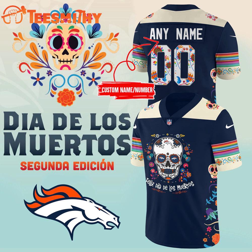 Denver Broncos NFL Dia De Los Muertos Custom Football Jersey