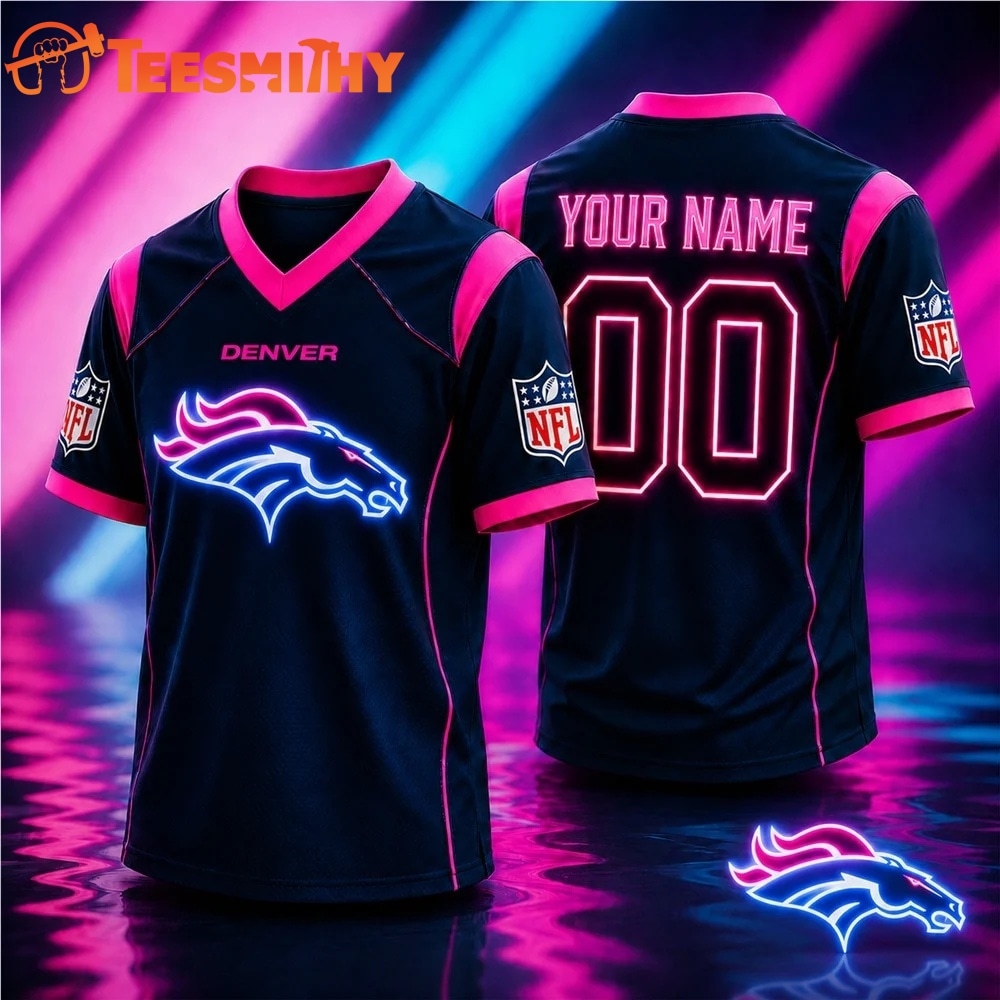 Denver Broncos NFL Electric Glow Custom Football Jersey