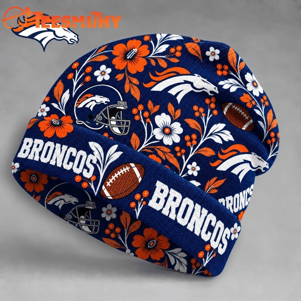 Denver Broncos NFL Floral Team Pride Christmas Beanie Hats