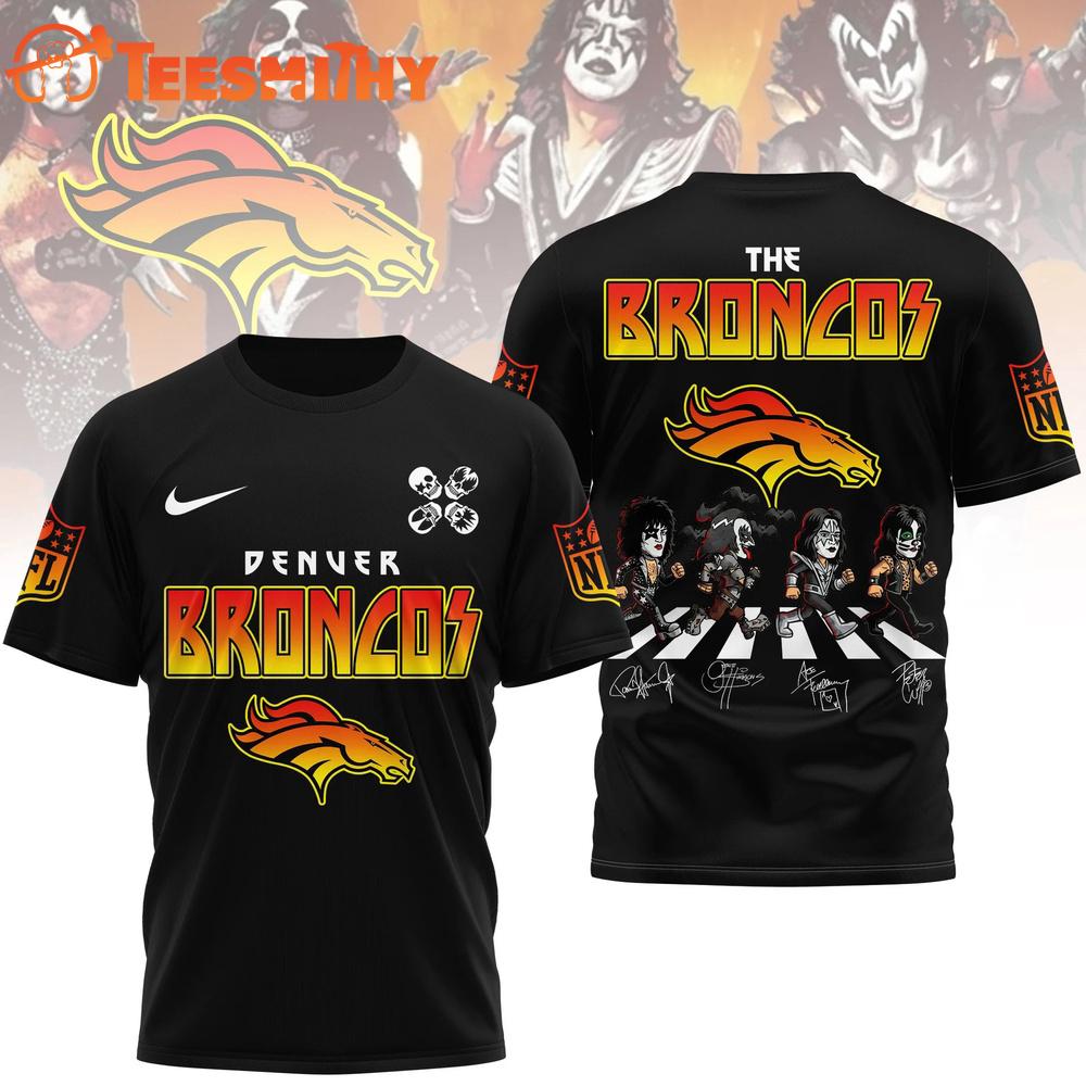 Denver Broncos NFL Kiss Band Rock and Roll All Nite 3D Shirt